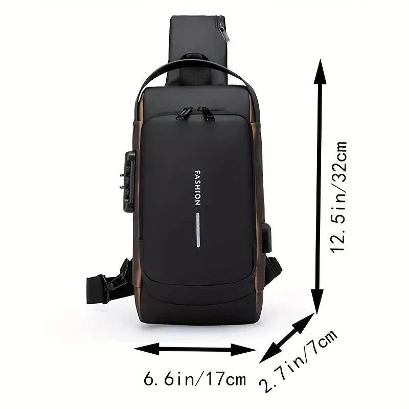 Business Crossbody Bag, Anti-theft Sling Backpack With Password Lock