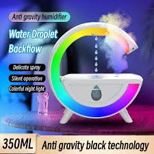 New anti-gravity humidifier large G colorful headlamp household fog volume air water drop backflow Y13 White [humidifier + Bluetooth speaker]]